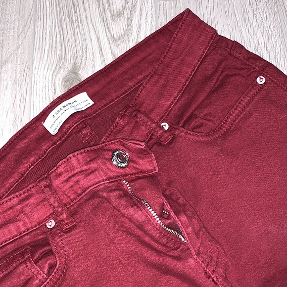 Zara Deep Red Jeans Size 4 - Picture 3 of 6